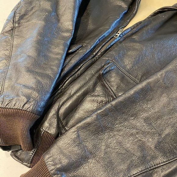 Vintage L.L. Bean Brown Leather Jacket Bummer A-2 G-1  - Picture 6 of 14